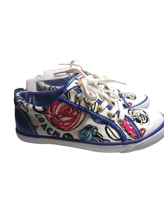 Coach Shoes - Coach Womens Poppy Graffiti Canvas Sneakers Size 8 Floral Casual Shoes Retro